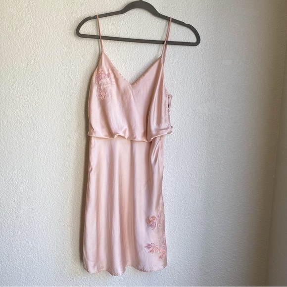 Agent Provocateur Edenn Silk Embroidered Peach Pink Blush Chemise Slip Dress - Picture 3 of 14